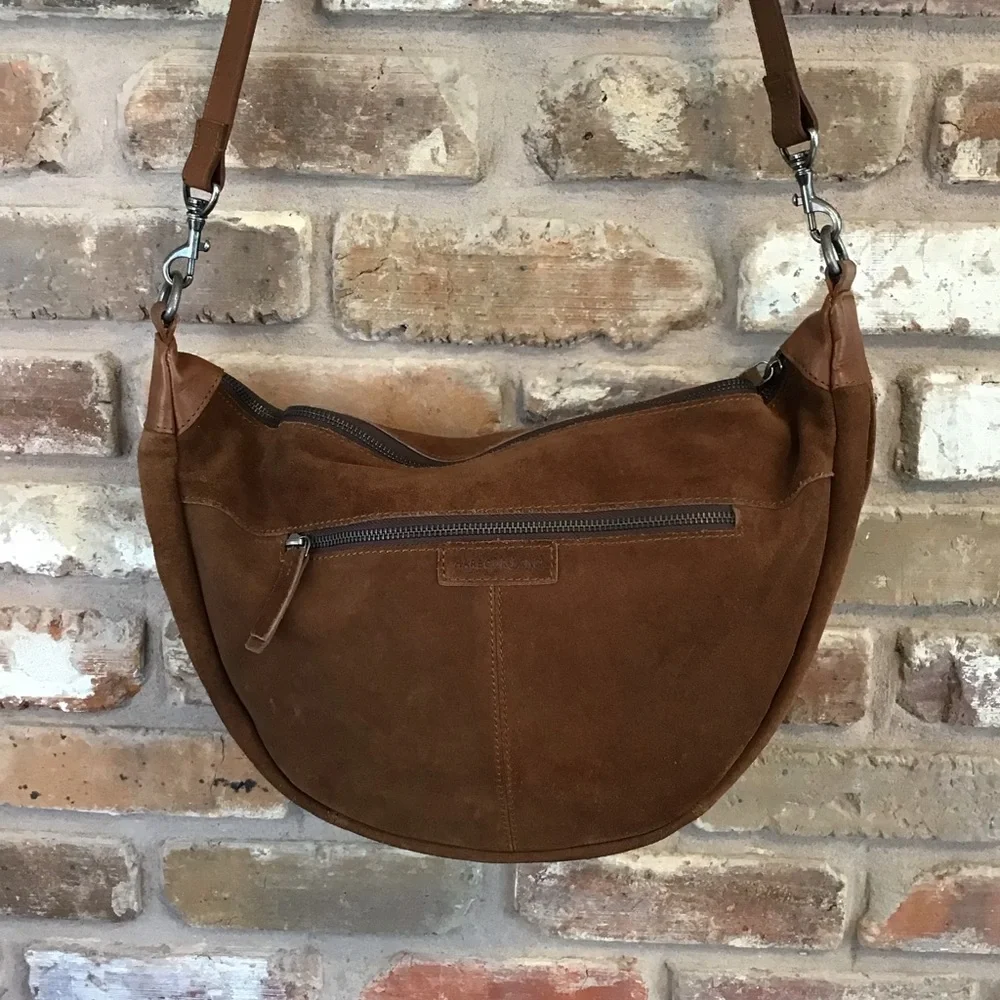 HARBOUR 2ND Women's Brown Suede Leather Moon Crescent Bag